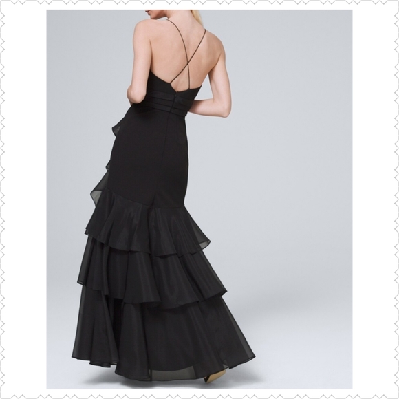 AIDEN MATTOX, Black Ruffle-detail Gown, Size 4 - Picture 2 of 4